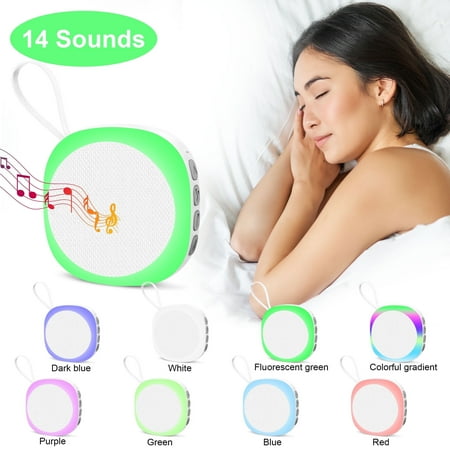 TSV White Noise Machine, Portable Sound Machine, 7 Colors Night Light, 14 Soothing Sounds