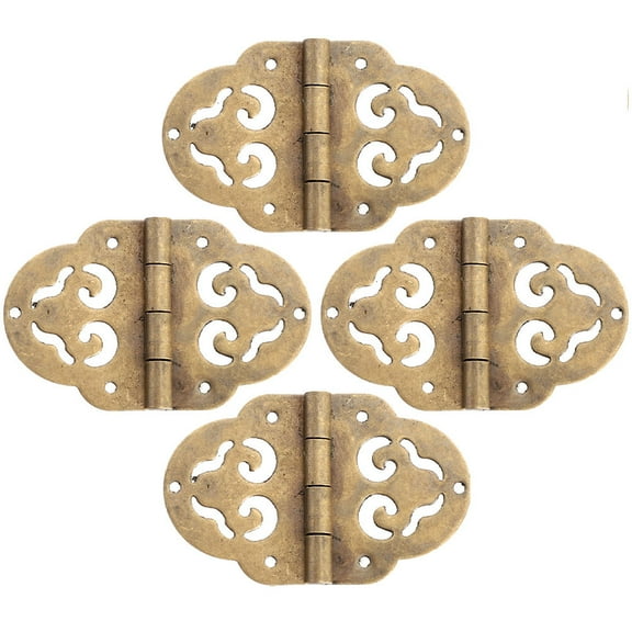 Pretyzoom 4Pcs Practical Golden Copper Wood Box Hinges Retro Small Hinges for Cabinets and Drawers