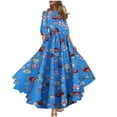 thumbnail image 2 of Weiqiqre Robe Femme Robe Bohème en Mousseline à Imprimé Floral Longue Robes de Soirée Grande Taille Mi-Mollet à Manches Courtes, 2 of 6