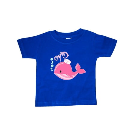 

Inktastic Cute Pink Whale in Nautical Hat Gift Baby Boy or Baby Girl T-Shirt