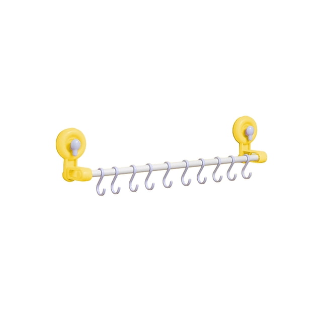 Wall Hook Organizer Rack, Suction Cup Hanging Hook Bar, Punch Free Bathroom Kitchen Towel Hook Storage, Door Wall Mounted Clothes Accessories Hanging Organizer