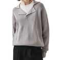 thumbnail image 2 of Suéteres de Punto Grueso con Cuello en V para Mujer, Estilo Casual, Cálidos y con Cuello. Gris M, 2 of 9