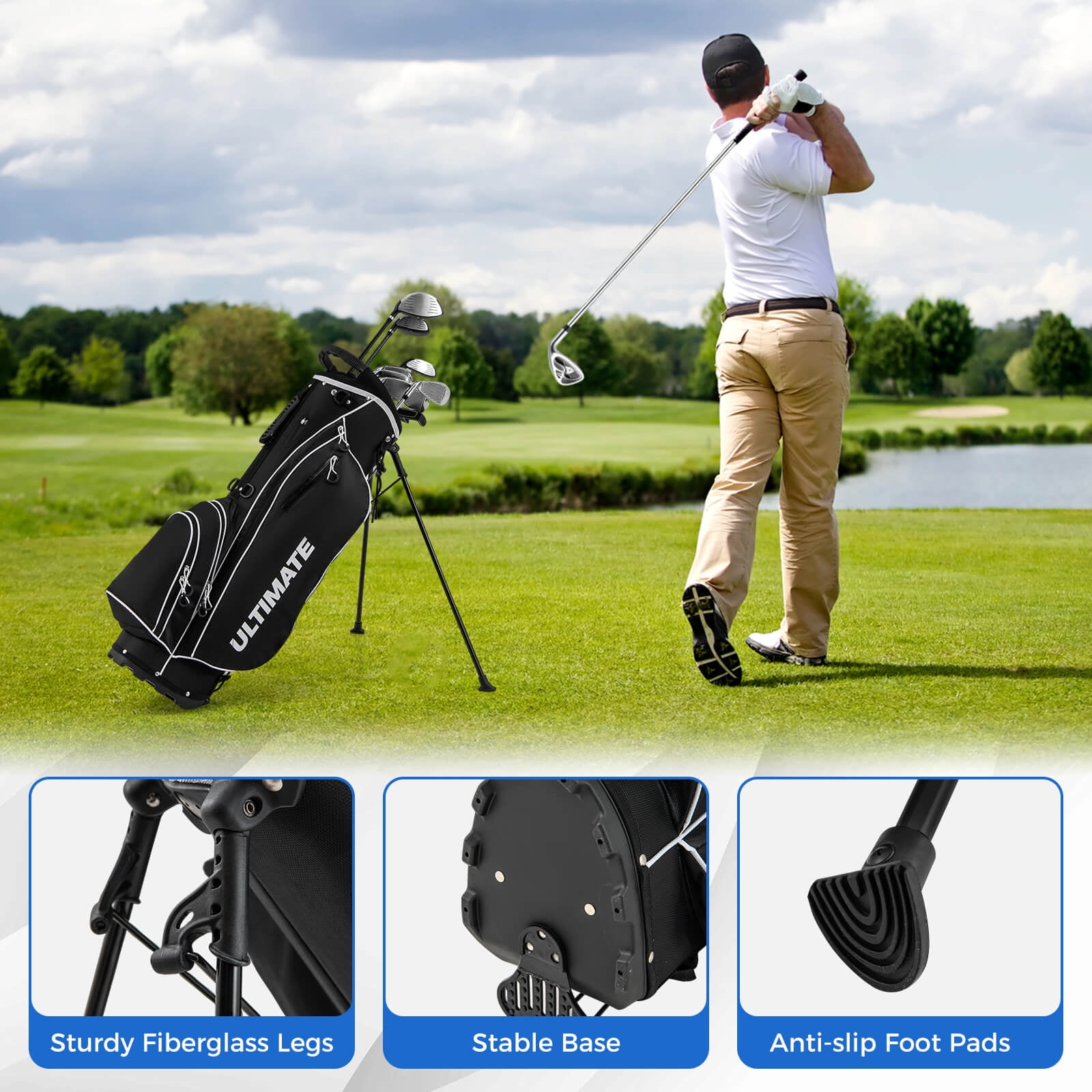 Costway Men's Complete Golf Clubs Package Set 10 Pieces Includes