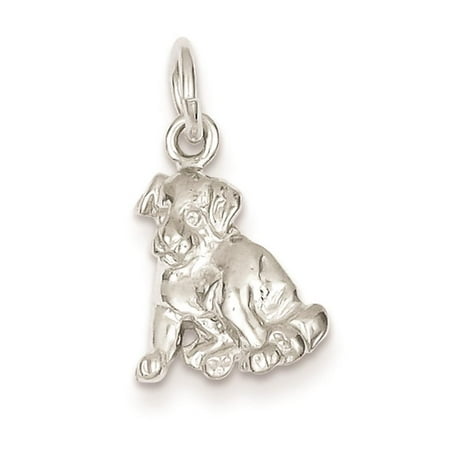 925 Sterling Silver Dog 3-D Polished & Solid Charm Pendant