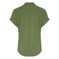 thumbnail image 4 of Womens Tops Loose Fit Pleated V Neck Sleeveless Curved Hem Flowy Womens Tee,Army Green,L, 4 of 5