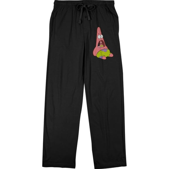 Spongebob Squarepants Patrick the Starfish Men's Black Graphic Sleep Pajama Pants-Medium