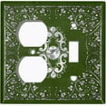 thumbnail image 4 of Metal Light Switch Plate Cover Elegant Starry Night Maroon Green Frame FRA029, 4 of 13