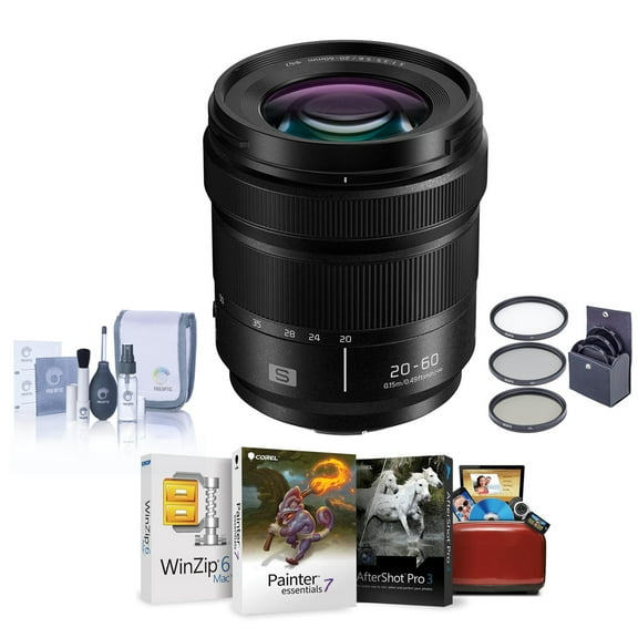 Panasonic LUMIX S 20-60mm f/3.5-5.6 Lens for L Mount, Bundle with ProOptic 67mm Filter Kit, Mac Software Kit, Cleaning Kit
