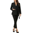 thumbnail image 2 of INSPIRE CHIC Single Button Blazer for Women's Work Office Lapel Long Sleeve Belted Jacket Suit Blazer M Black, 2 of 6