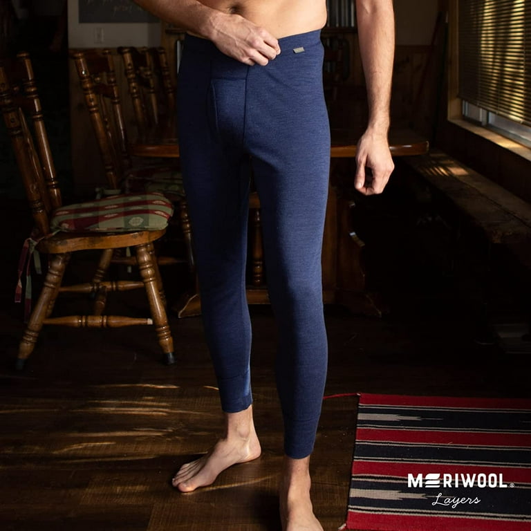 MERIWOOL Mens Base Layer 100% Merino Wool Thermal Pants Army Green