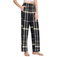 thumbnail image 2 of Dailycode Women's Pajama Pants Wide Leg Lounge Pj Bottoms With Pockets Dark Navy Blue Plaid, 2 of 7