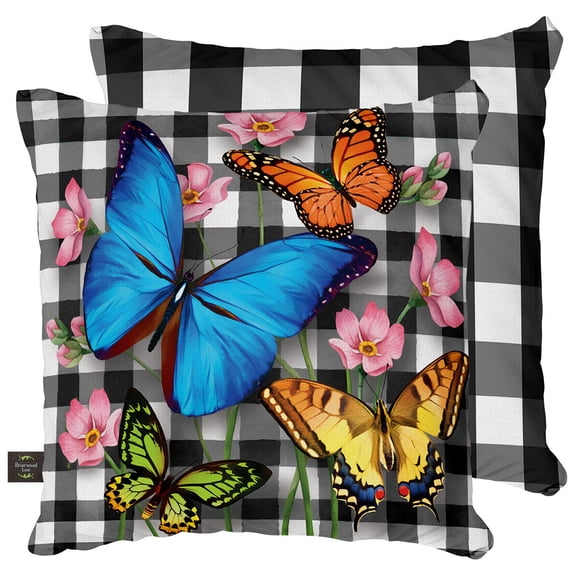 Briarwood Lane Checkered Butterflies Spring Decorative Pillow