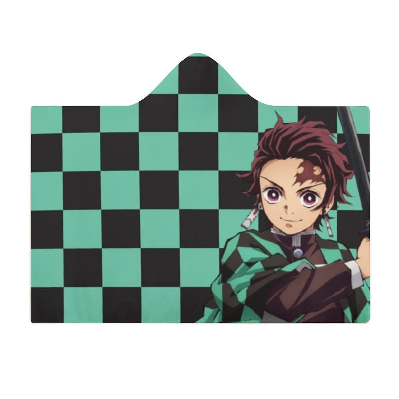 Demon Slayer Wearable Blanket Cloak Arctic Velvet Hooded Blanket Soft Fuzzy Hoodie Blanket Cape for Adults Kids 50"x60"