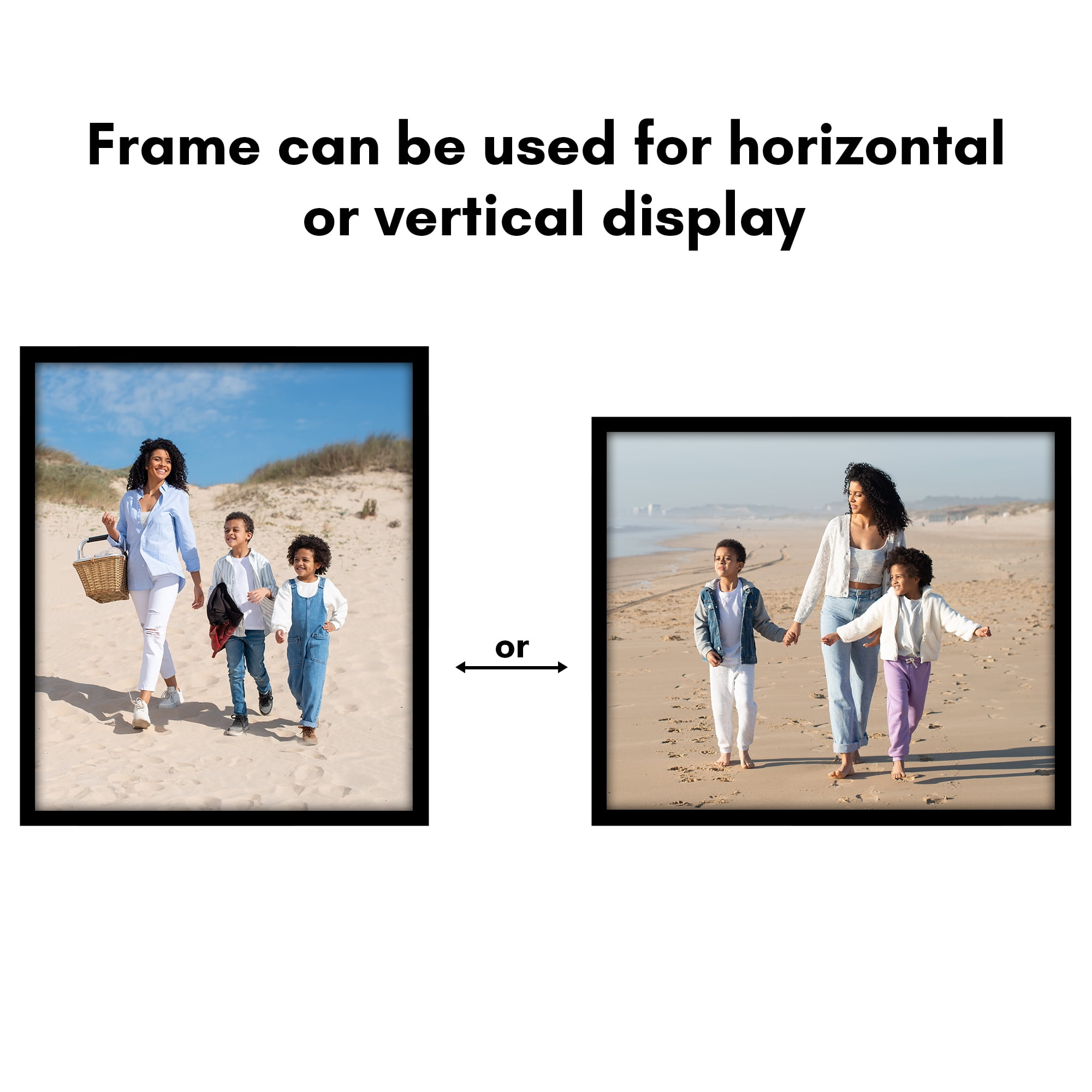 Americanflat 11x13 Picture Frame with Shatter-Resistant Glass Streamline Collection Thin Border Wall - Black