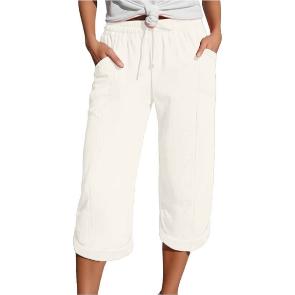 Glisme Womens Pants Fashion Straight Leg Casual Pants High Waist Sports Loose Pants Trend Trousers Beige