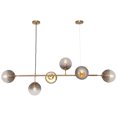 thumbnail image 3 of (Gold+Smoke Gray) Lighting 6-Light Modern Globe Pendant Light Mid Century Vintage Sputnik Chandelier Gold Farmhouse Linear Chandelier Kitchen Island Lighting, 3 of 19