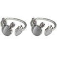 thumbnail image 1 of 2pcs Femmes Doigt Bague Lapin Carotte Doigts Bagues Filles Doigt Bijoux Bague Réglable, 1 of 7