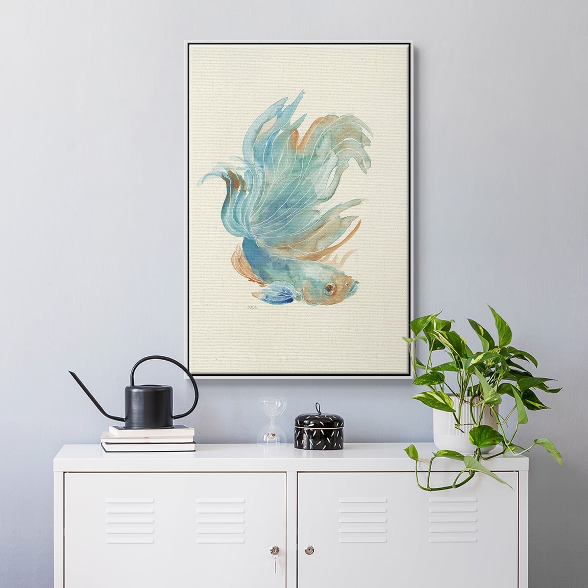 Betta I Framed Premium Gallery Wrapped Canvas - Ready to Hang - 25 x 37 - White Floating Frame