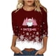 thumbnail image 1 of Camisetas de Navidad para Mujeres, 3/4 Manga Cuello Redondo Blusa con Estampado de Vacaciones, Top de Moda Casual, 1 of 5