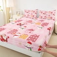 thumbnail image 3 of Feelyou Kawaii Santa Claus Queen Sheet Sets for Child, Pink Christmas Stars Flat Sheet, Happy New Year Queen Fitted Sheet, Super Cozy Room Decor, 4 Pieces, 3 of 7