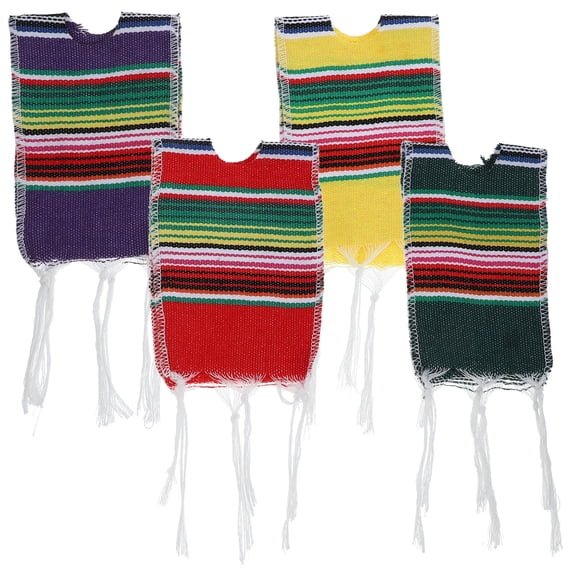 TEHAUX Set of 4 Mini Wine Bottle Ponchos Decorative Covers for Bottles, Perfect Gift for Dad, 33.5x11.3x0.2 cm