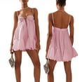 thumbnail image 4 of Women Loose Spaghetti Strap Dress Rhinestone Cutout Cocktail Party Mini A-line Dresses, 4 of 6