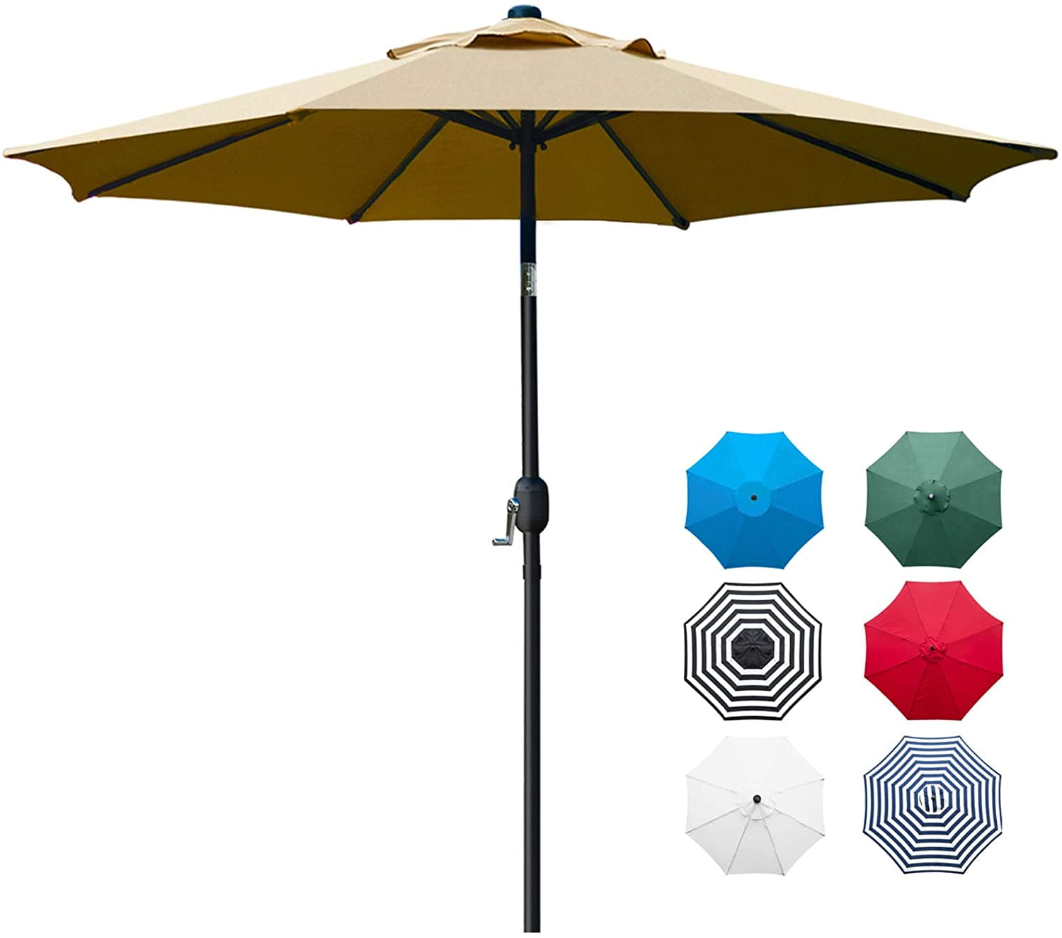 Sunnyglade 9 Patio Umbrella Outdoor Table Umbrella With 8 Sturdy Ribs Tan Walmartcom Walmartcom