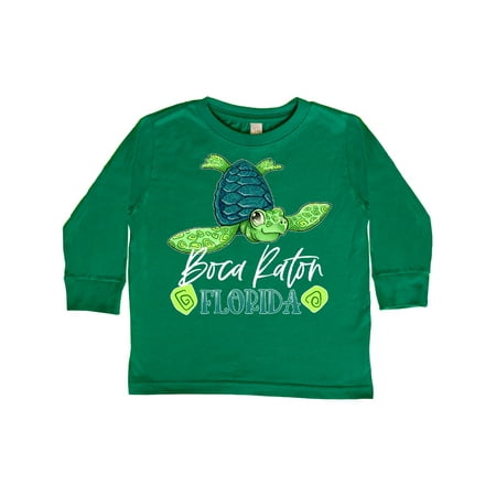 

Inktastic Boca Raton Florida Happy Sea Turtle Gift Toddler Boy or Toddler Girl Long Sleeve T-Shirt
