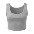 thumbnail image 4 of Tiqkatyck Womens Vest Women's Square Neck Sleeveless Ribbed Slim Fitted Casual Basic Crop Top, Ribbed Tank Tops for Women, Workout Tops for Women Grey, 4 of 9
