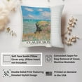 thumbnail image 2 of Ethan Taylor Landscape and Nature Throw Pillow Soft Cushion Cover 'Claude Monet Cliff Walk at Pourville Coastal Landscapes' Classic Decorative Square Accent Pillow Case, 16x16 Inches, Blue, Green, 2 of 5
