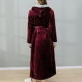 thumbnail image 4 of Homgro Women's Plush Full Length Robe with Hood Ladies Soft Long Fluffy Hooded Bathrobe Winter Fuzzy Fleece House Coat Maternity SPA Hotel Hot Tub Bath Warm Kimono Pockets Burgundy X-Large, 4 of 4