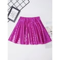 thumbnail image 4 of MSemis Kids Girls Metallic A-Line Mini Flared Pleated Skirt Hip Hop Dance Party Skirt for Girls Hot Pink M, 4 of 7