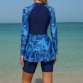 thumbnail image 4 of ICHUANYI Long Sleeve Swimsuits for Women Swim Dress Swimwear One Piece Bathing Suit with Skirts Rash Guard Conservative Swimsuits, 4 of 5