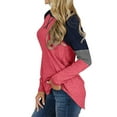thumbnail image 3 of Women Loose T-Shirt Pullover Long Sleeve Splice Patchwork Blouse Women Stripe Flowy Top Casual Loungewear Basic Tee Tops, 3 of 6