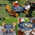 thumbnail image 4 of Navy Blue Round Tablecloth for 36-44 Inch Tables,Fitted Table Cover with Elastic Edge,Vintage Tribal Abstract Geometric Tie Dye Art Waterproof Outdoor Table Cloth Protector for Patio Garden Dinner, 4 of 9