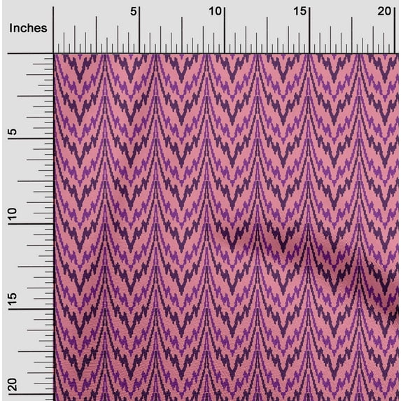 oneOone Viscose Chiffon Fabric Zig Zag Flame Stitch Decor Fabric Printed BTY 42 Inch Wide