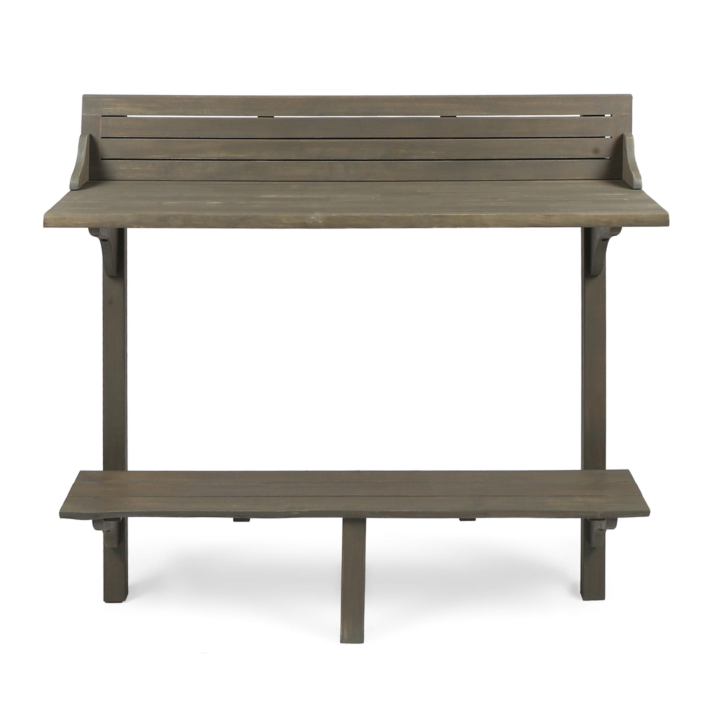 Outdoor Balcony Bar Height Table, Solid Acacia Wood Desktop for Patio Balcony, Gray