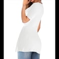 thumbnail image 3 of Blusa de Mujer con Cuello en V y Nudo Delantero, Corta, Estilo Túnica Oversize, Estilo Jersey Liso de Verano M, 3 of 7
