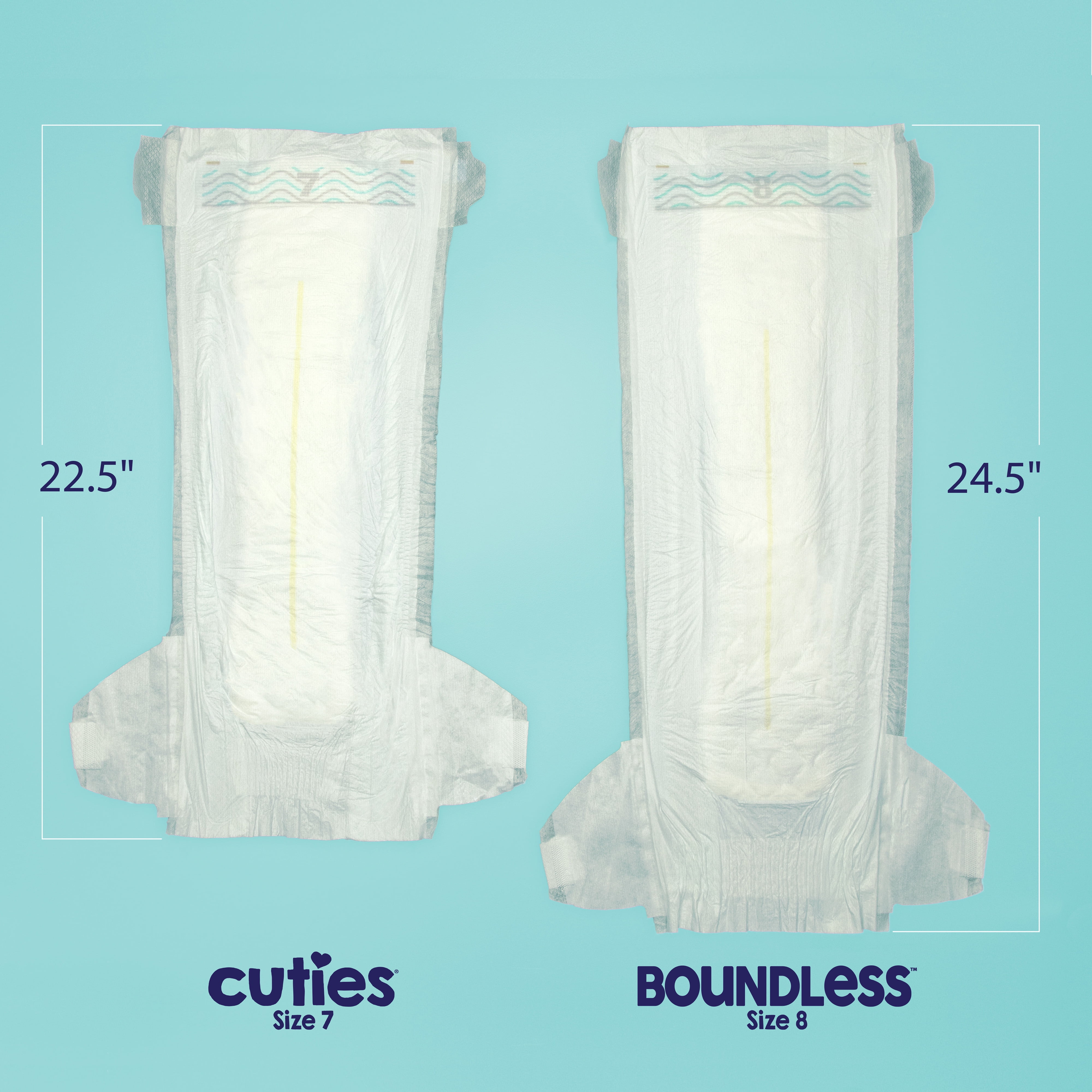 Boundless by Cuties Youth Diapers | Up to 12 Hours of Protection | Skin Smart, Absorbent & Hypoallergenic Youth Diapers with Flexible & Secure Tabs | Size 8 | 80 Count