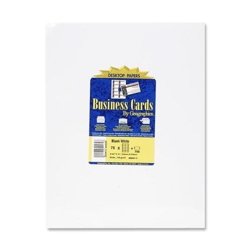 Geographics Inkjet, Laser Business Card - 30% Recycled 3 1/2' x 2' - 65 lb Basis Weight - 750 / Pack - White