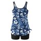 thumbnail image 4 of Trajes de baño Amzcrzy Tankini para mujer, trajes de baño, trajes de baño de dos piezas con control de abdomen, bikini informal con estampado conservador y espalda de tiras, azul, 2XL, 4 of 5