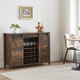 thumbnail image 6 of Farmhouse Home Bar Cabinet with Storage, 47.2 Inch Large Home Bar Unit with 8 Wine Racks, Indoor Wine Bar and Liquor Bar Cabinet with Barn Door and Footrest for Dining Room, 6 of 7