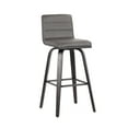 thumbnail image 2 of Vienna 30" Swivel Bar Stool in Black Wood Finish with Gray Faux Leather - Set of 3, 2 of 5
