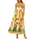 thumbnail image 1 of Vestido de verano europeo y americano, sin mangas, sin cuello, de cintura alta, estampado, pintado, con tirantes grandes Naranja L, 1 of 6