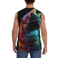 thumbnail image 4 of Lsque Neon Spectrum Cat Portrait Print Men's Cotton Blend Sleeveless Muscle Shirts (S-3XL)- Moisture Wicking, Odor Protection, UPF 30+,Large, 4 of 8
