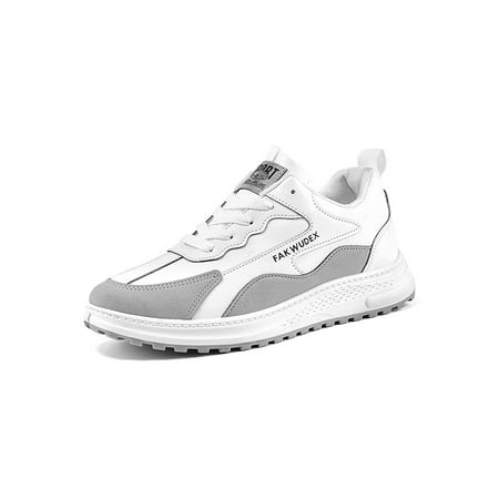 

SIMANLAN Men s Running Shoe Patchwork Sneakers Lace Up Sport Shoes Daily Breathable Athletic Sneaker Casual Comfort Trainers White 8