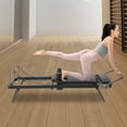 thumbnail image 5 of Foldable Pilates Reformer Machine - Professional Home Gym Equipment with Adjustable Springs & Footbar, 120kg Capacity (Black,77.56"), 5 of 17