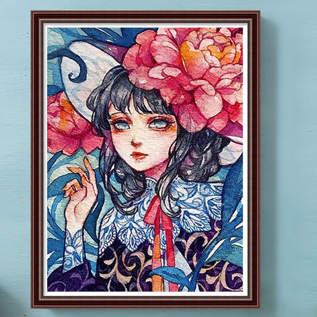 Cuadros Decorativos Kit de pintura por números DIY belleza mano aceite arte imagen artesanía hogar pared decoración(6) Wdftyju embutido en tela