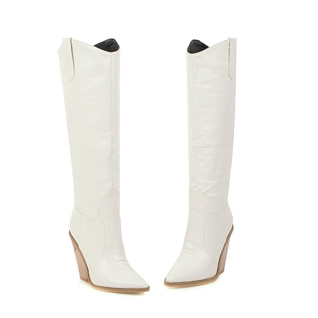 Babysbule Boots for Women Cearance Women's Wedges Pointed Toe Comfortable Embroidered Rodeo Cowboy Boots