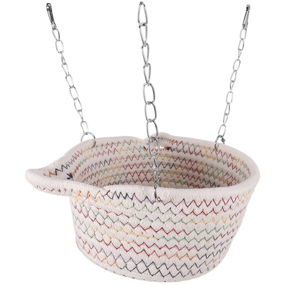 MOVTOTOP Hamac Confortable et Sûr pour Petits Animaux de Compagnie Corde Multicolore et Matériau en Fer 7.8x5.9 Pouces